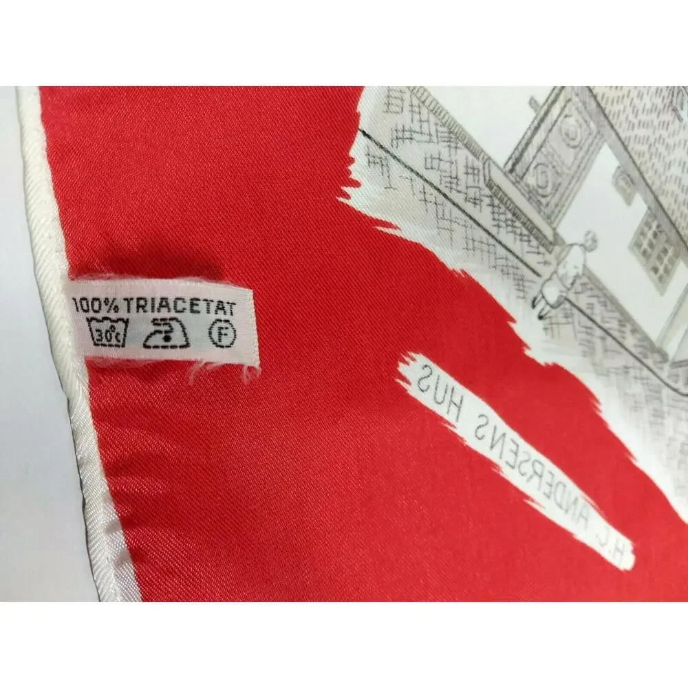 1950s Denmark Red Square Scarf Naked Lady 60s DANMARK LIVGARD TRIACETAT POSTBUD